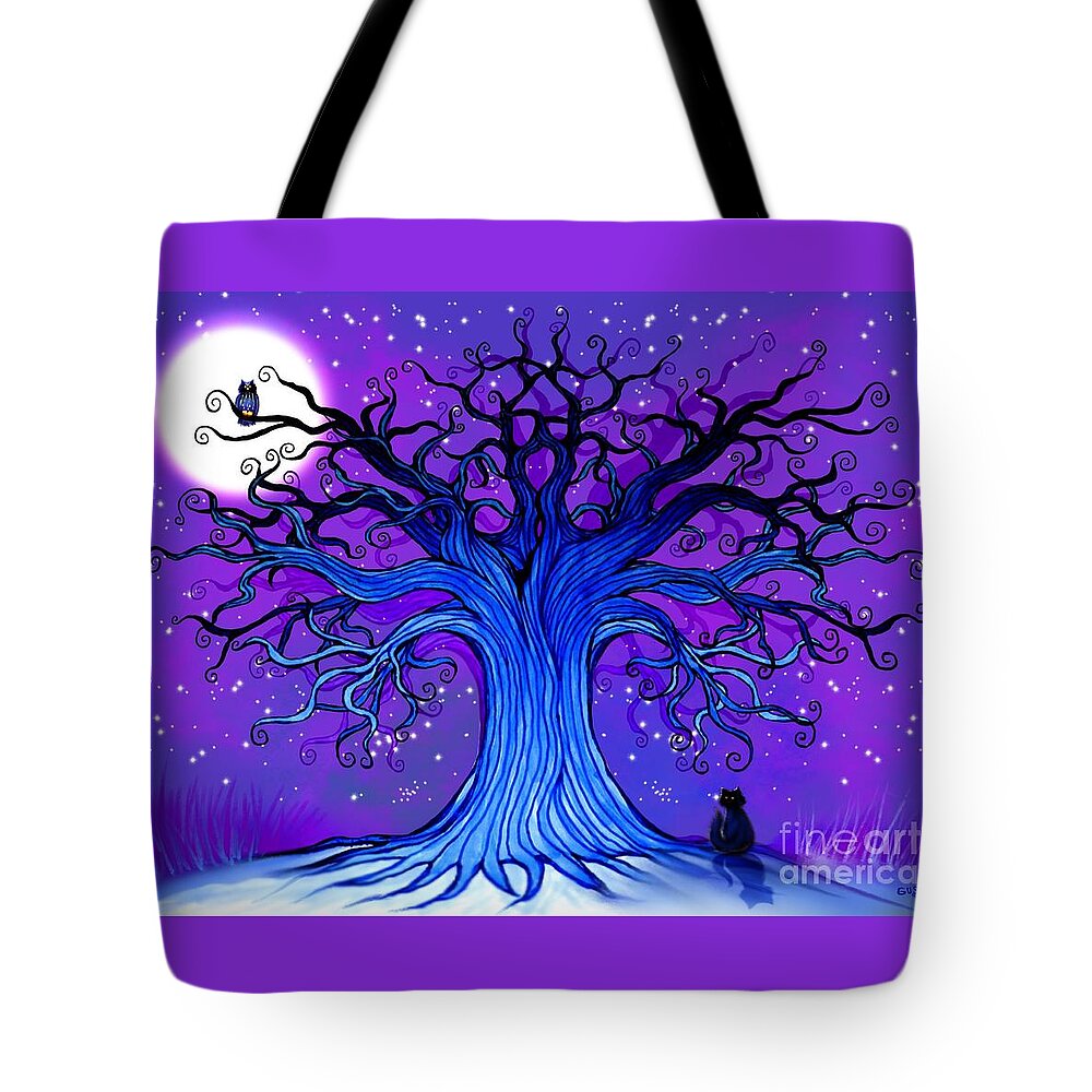Black Cat Tote Bag featuring the digital art Black Cat and Night Owl by Nick Gustafson