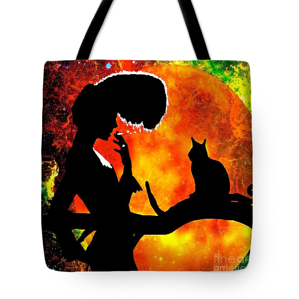 Cat Tote Bag featuring the painting Black Cats by Saundra Myles