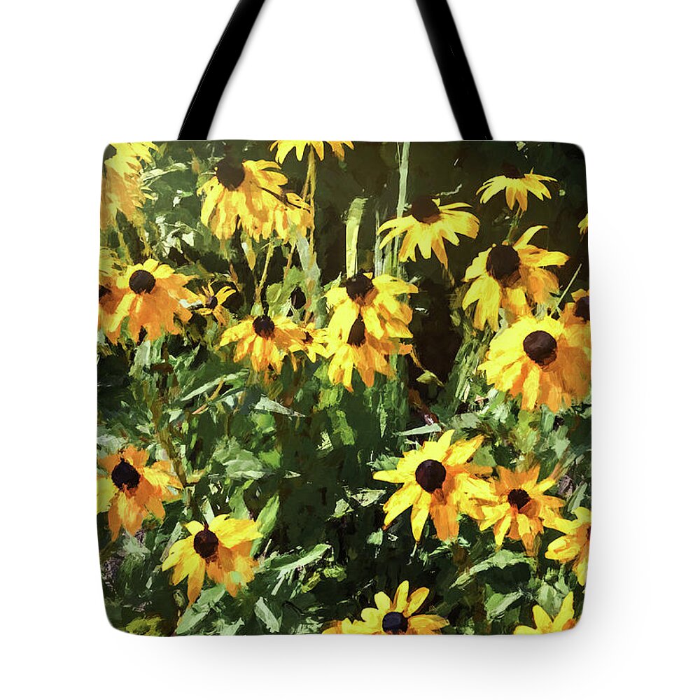 Painting Tote Bag featuring the photograph Black-eyed Susan Yellow Flowers by Andrea Anderegg