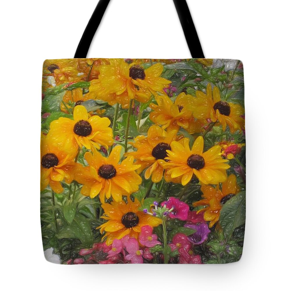 Flowers Tote Bag featuring the painting Black-eyed Susans in the Garden by Renette Coachman