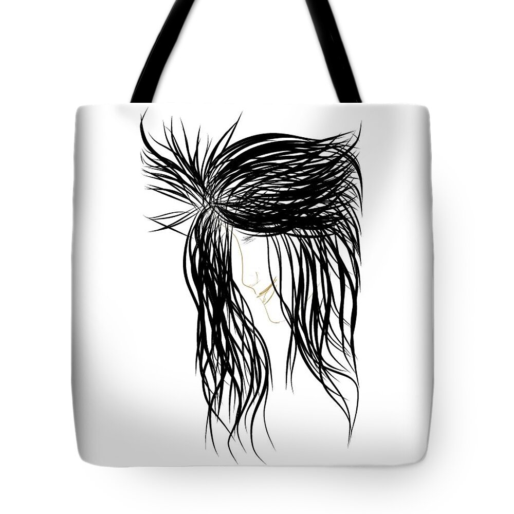 Woman Tote Bag featuring the digital art Black Hair by Faashie Sha