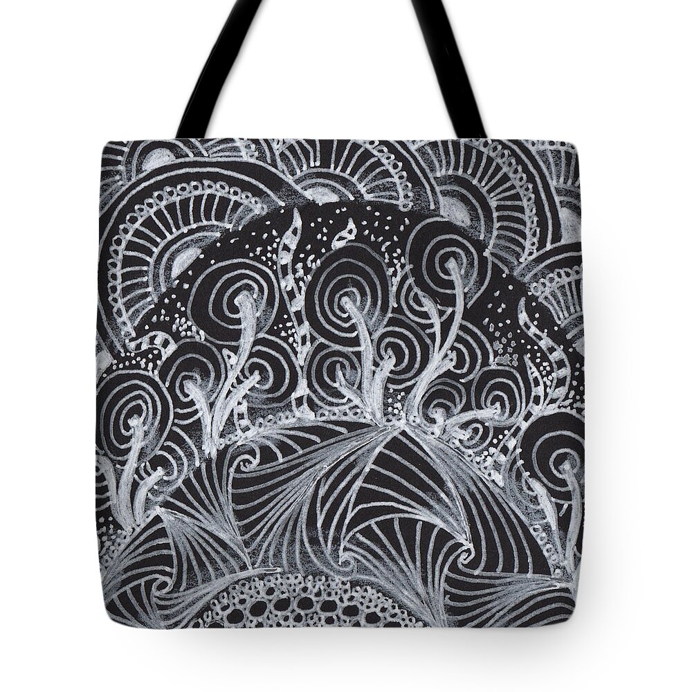 Zentangle Tote Bag featuring the drawing Black Hills Sunrise by Jan Steinle