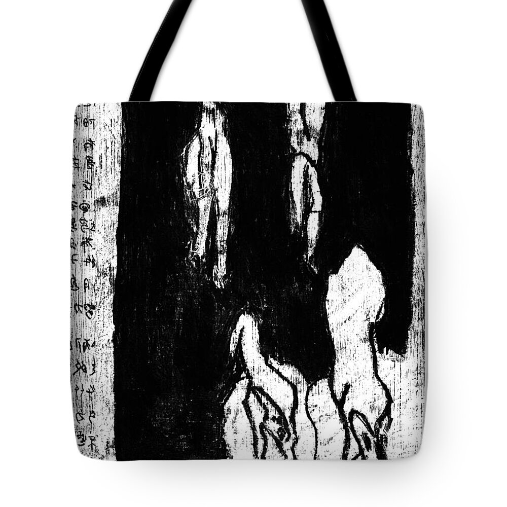 Black Tote Bag featuring the drawing Black Ivory Issue 1 page 36 by Edgeworth Johnstone
