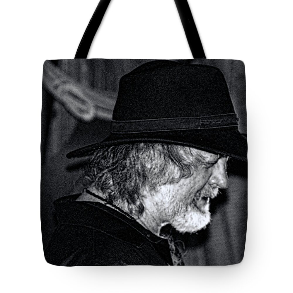 Music Tote Bag featuring the photograph Black Jack-Rock Band Musician by Renee Anderson