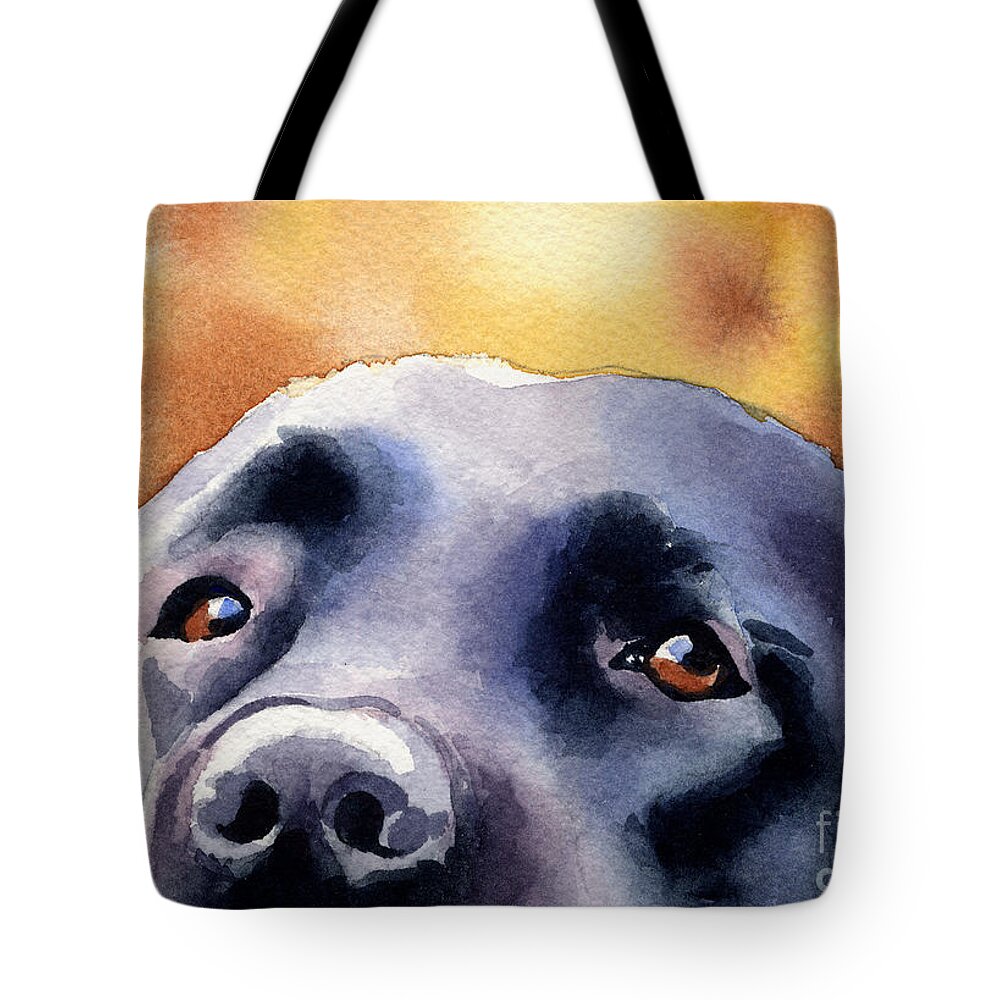 Black Lab Tote Bag featuring the painting Black Lab by David Rogers