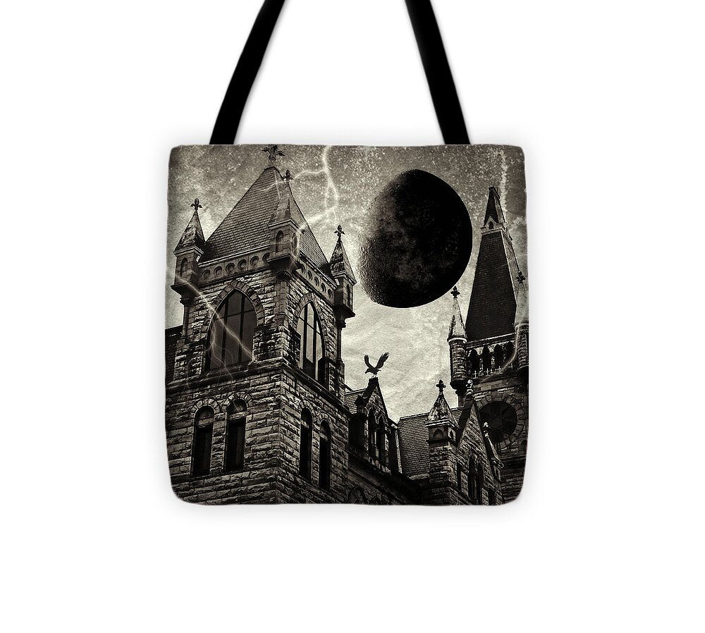 Black Moons Rising Tote Bag featuring the photograph Black Moons Rising by Dark Whimsy