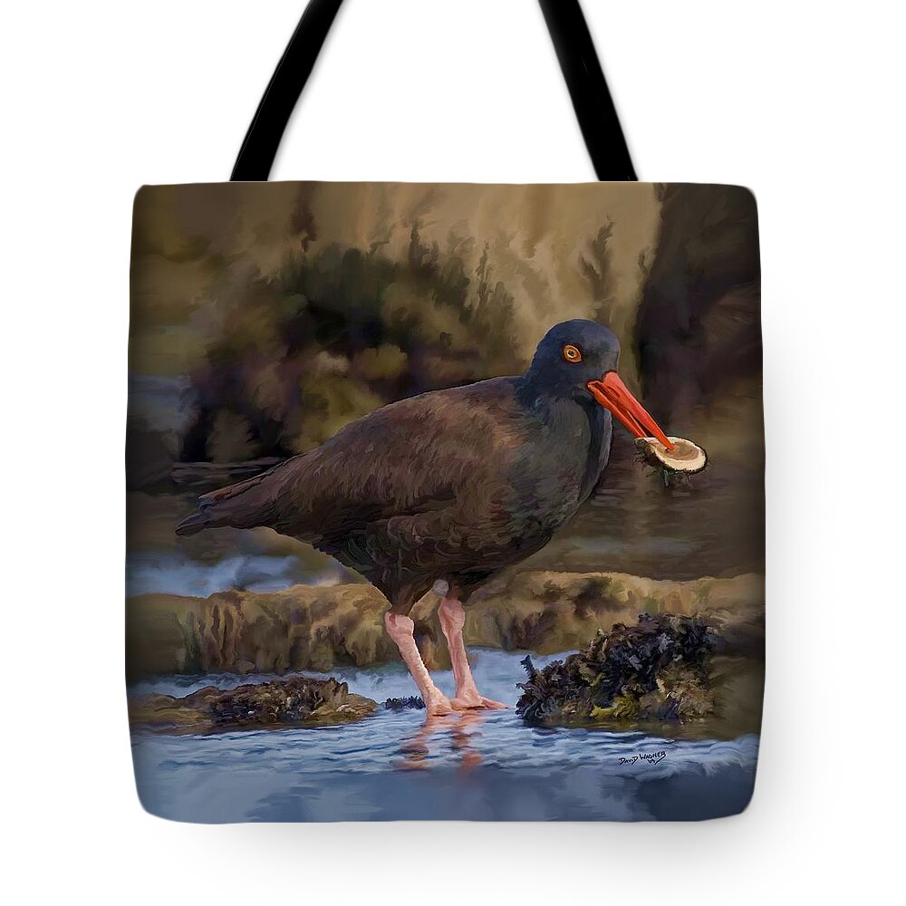 Black Oyster Catcher Tote Bag featuring the painting Black Oyster Catcher by David Wagner