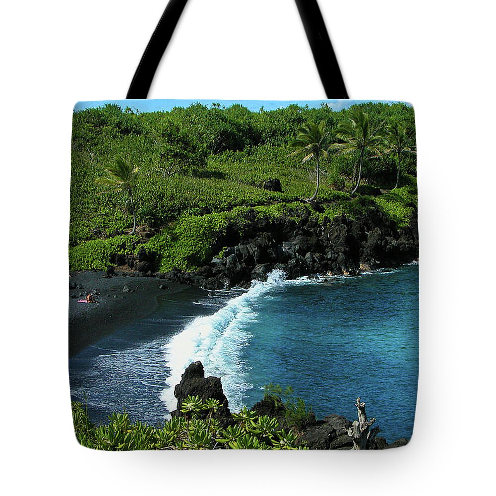 Black Sand Beach Tote Bag featuring the photograph Black Sand Beach by Harry Spitz