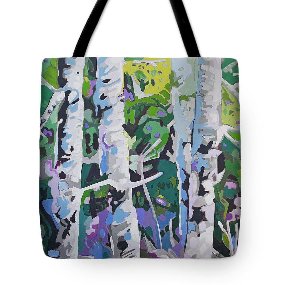 Landscape Tote Bag featuring the painting Black Water Forest by Rob Owen