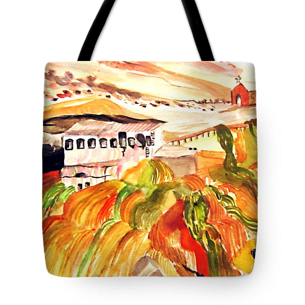 Orange Tote Bag featuring the painting Black Waters of the Andes by Marilyn Brooks