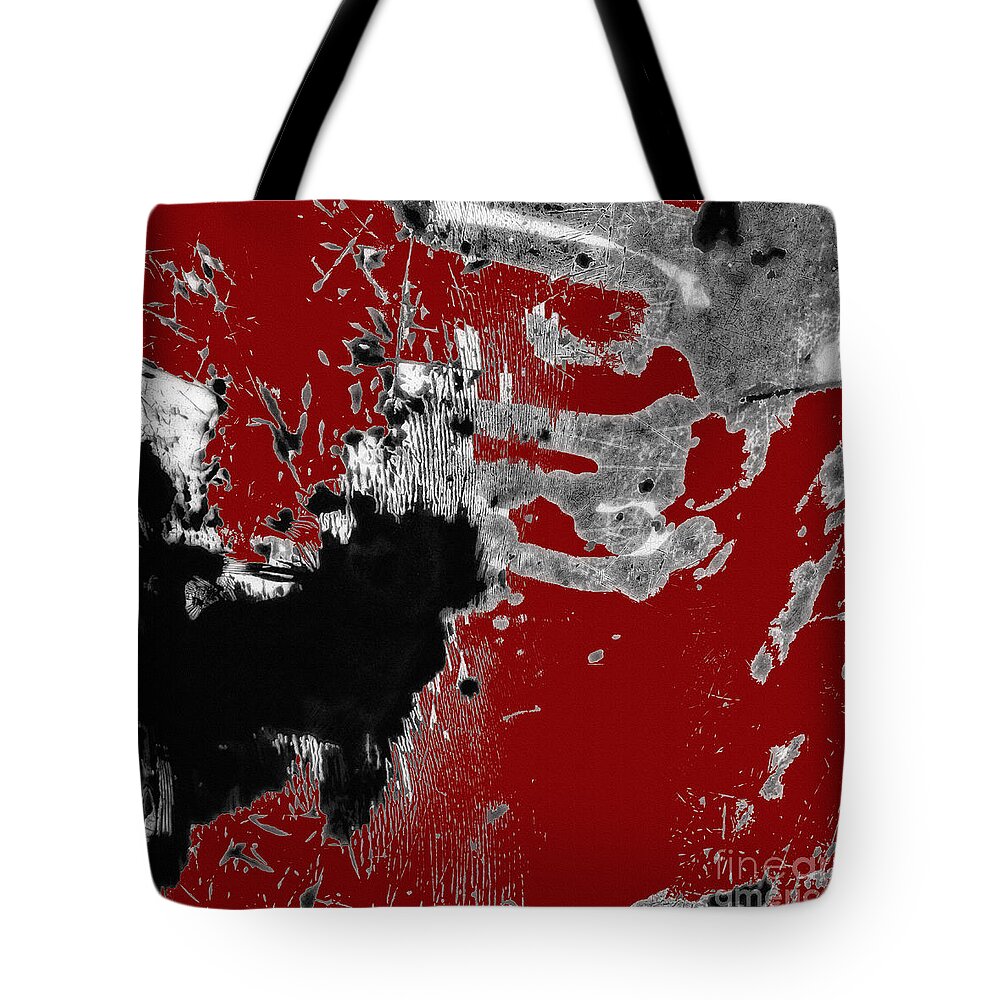 Black Tote Bag featuring the photograph Black White Red Allover II by Lee Craig
