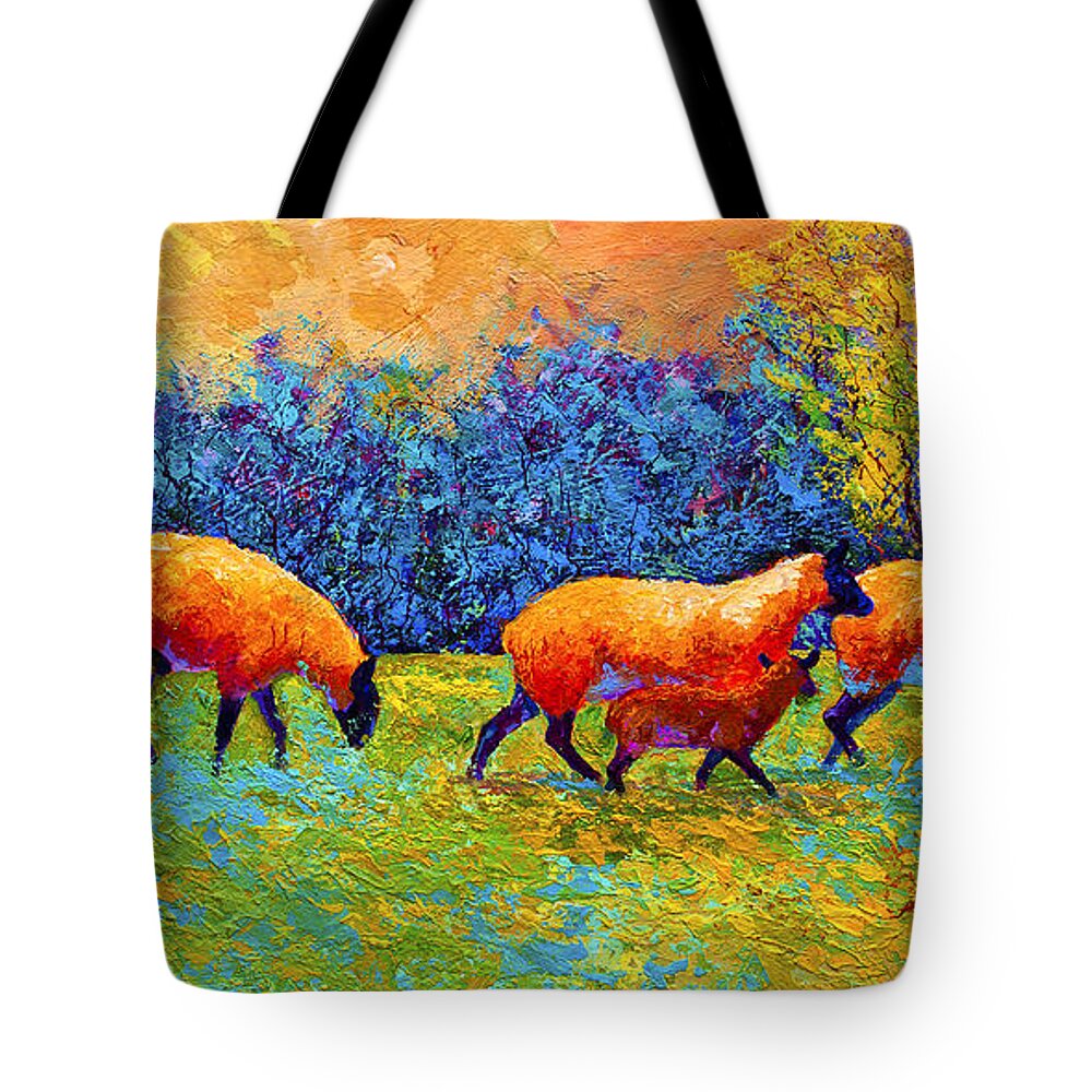 Ewe Tote Bag featuring the painting Blackberries and Sheep II by Marion Rose