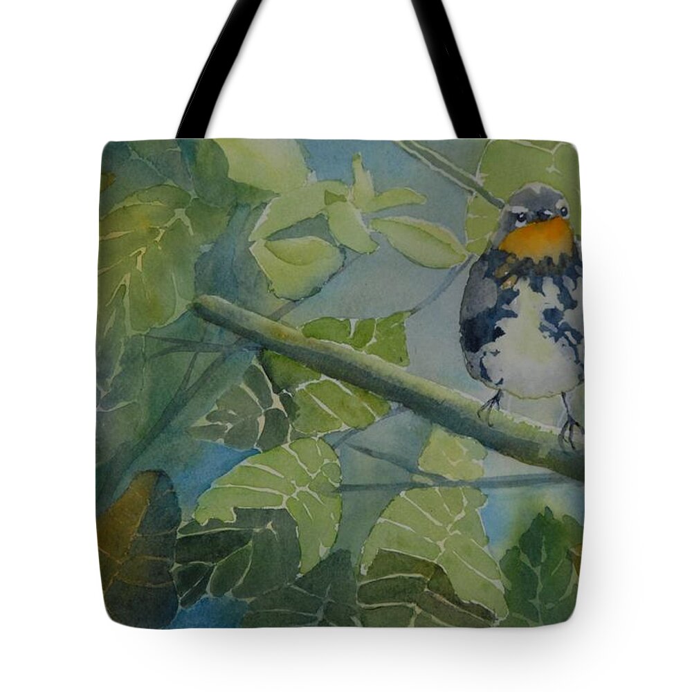 Bird Tote Bag featuring the painting Blackburnian Warbler I by Ruth Kamenev