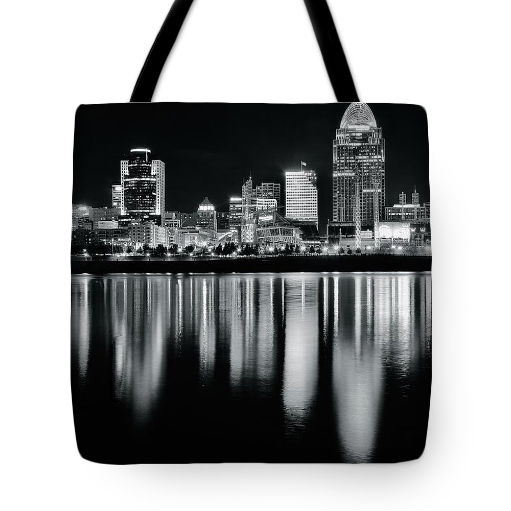 Cincinnati Tote Bag featuring the photograph Blackest Black in Cinci by Frozen in Time Fine Art Photography