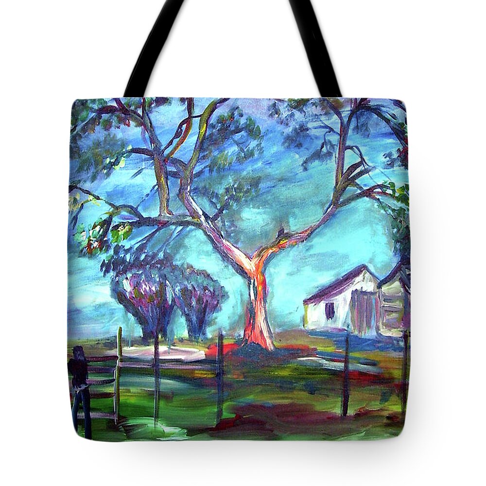 Blanco Tote Bag featuring the painting Blanco Texas Ranch House by Frank Botello