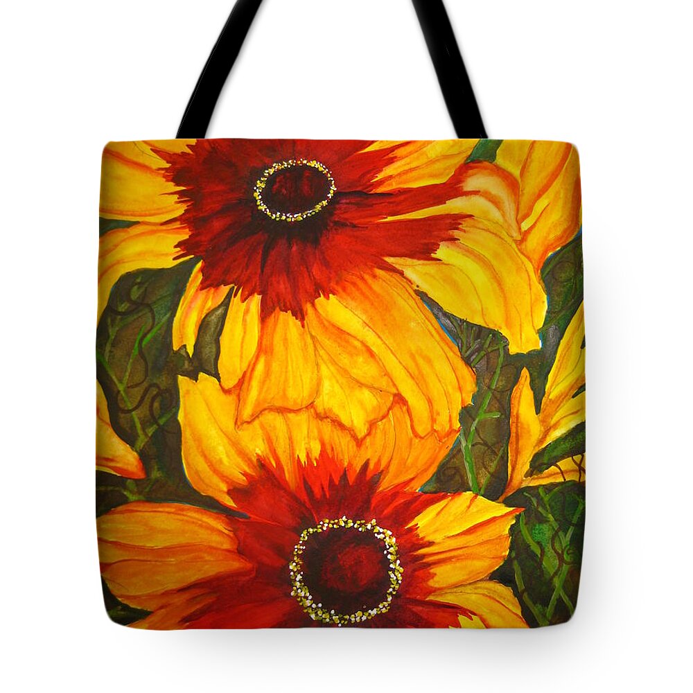 Flower Dance Tote Bag featuring the painting Blanket Flower by Lil Taylor