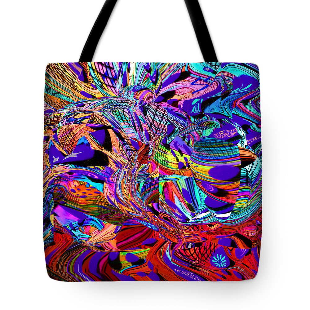 Original Modern Art Abstract Contemporary Vivid Colors Tote Bag featuring the digital art Blend 11 by Phillip Mossbarger