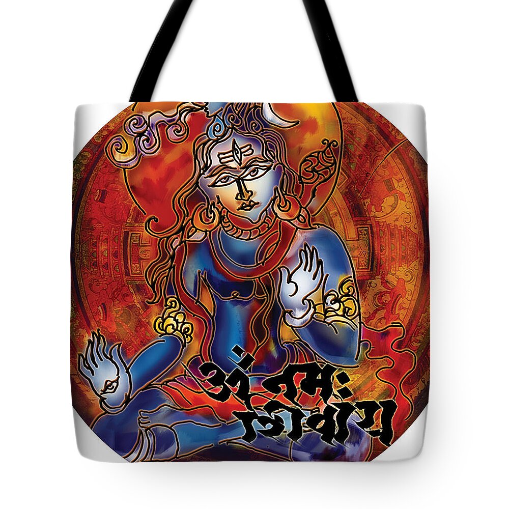  Tote Bag featuring the painting Blessing Shiva by Guruji Aruneshvar Paris Art Curator Katrin Suter