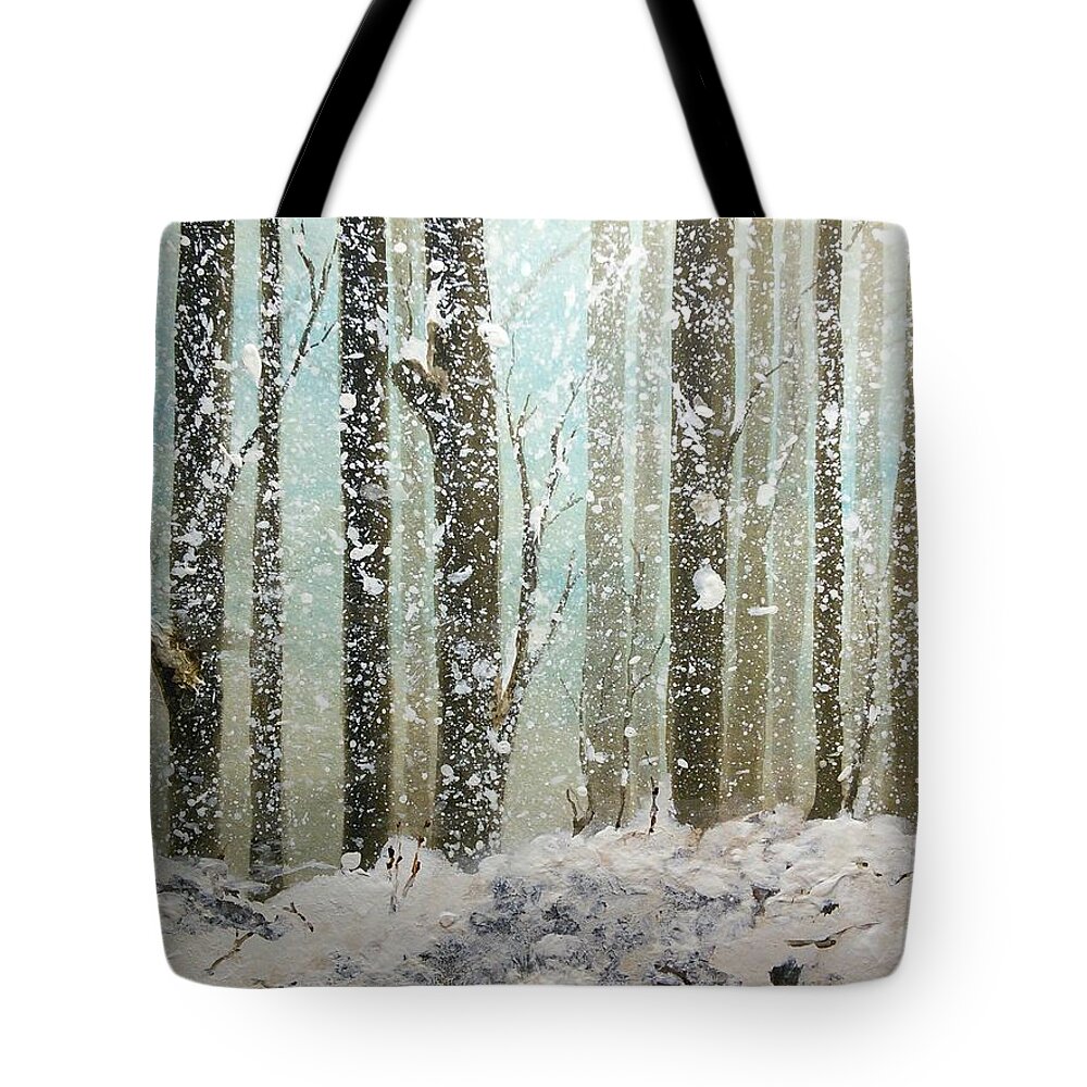Snow Tote Bag featuring the painting Blizzard by Susan Nielsen