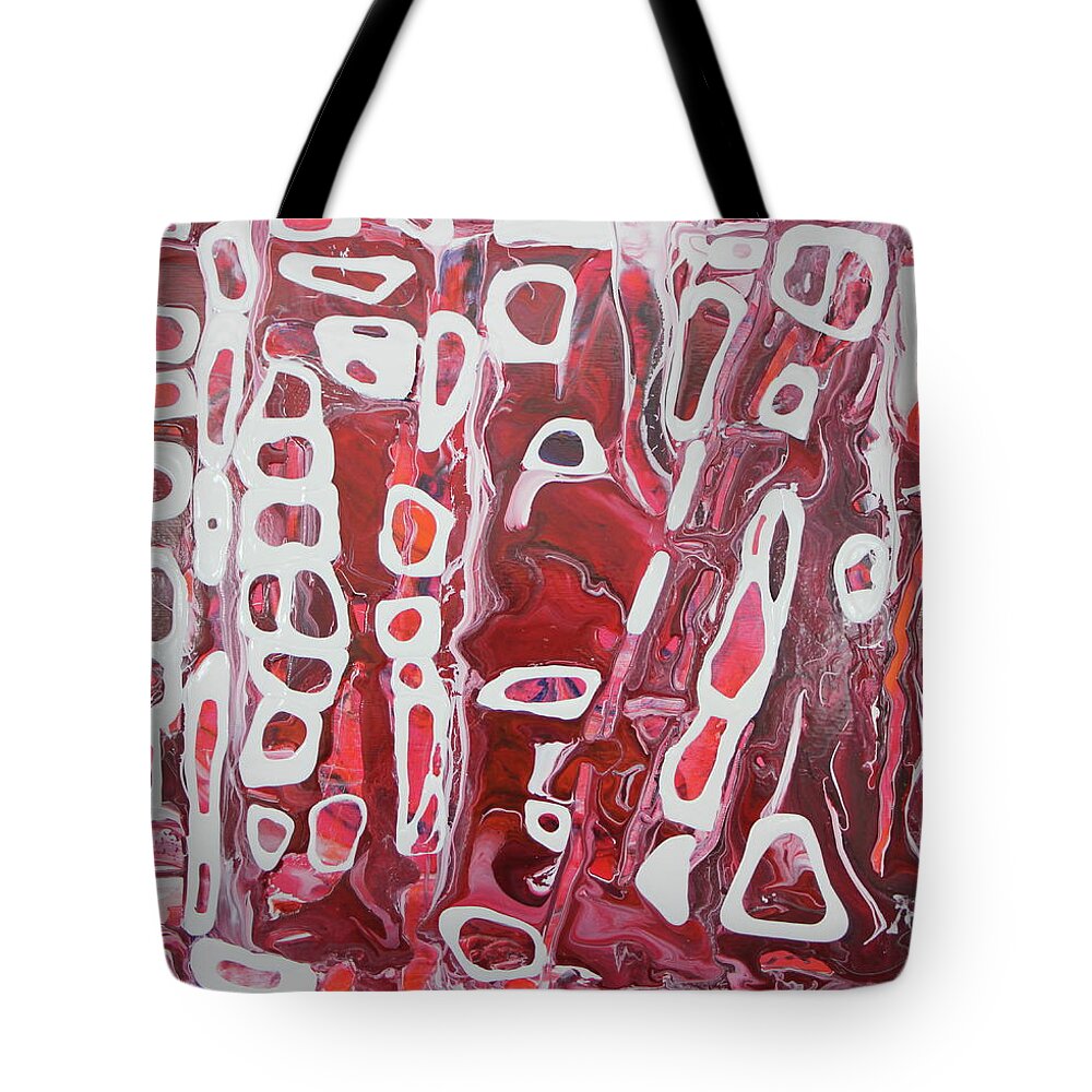 Red Tote Bag featuring the painting Artifact 2 by Madeleine Arnett