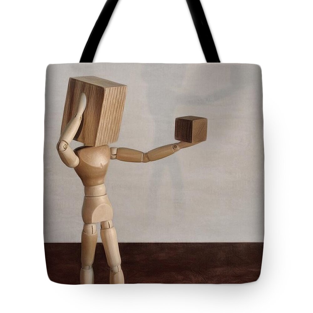 Wood Tote Bag featuring the photograph Blockhead by Mark Fuller