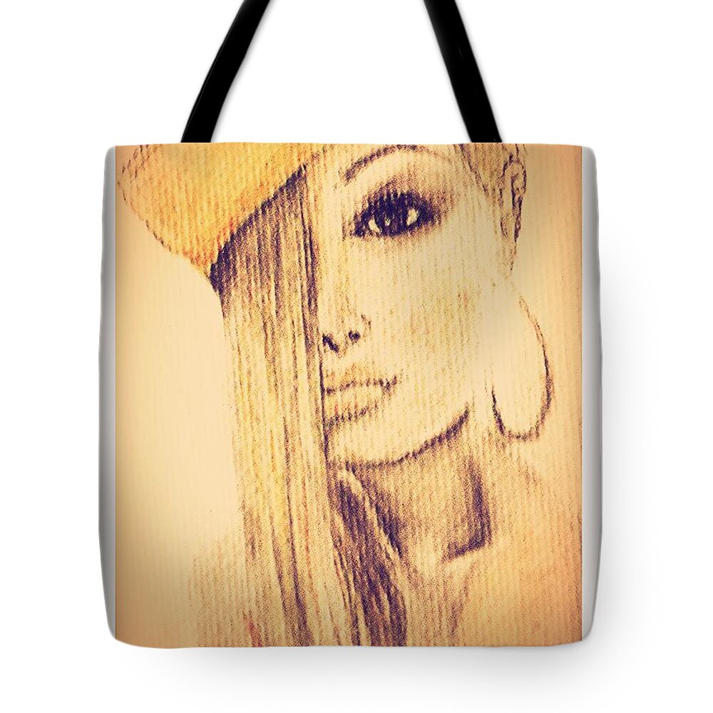 Blond Tote Bag featuring the digital art Blonde Hair, Yellow Hat -- Amber by Jayne Somogy