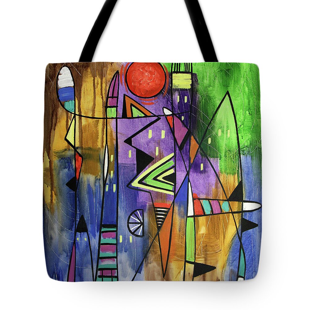 Abstract Tote Bag featuring the painting Blood Moon Acts 2-20 by Anthony Falbo