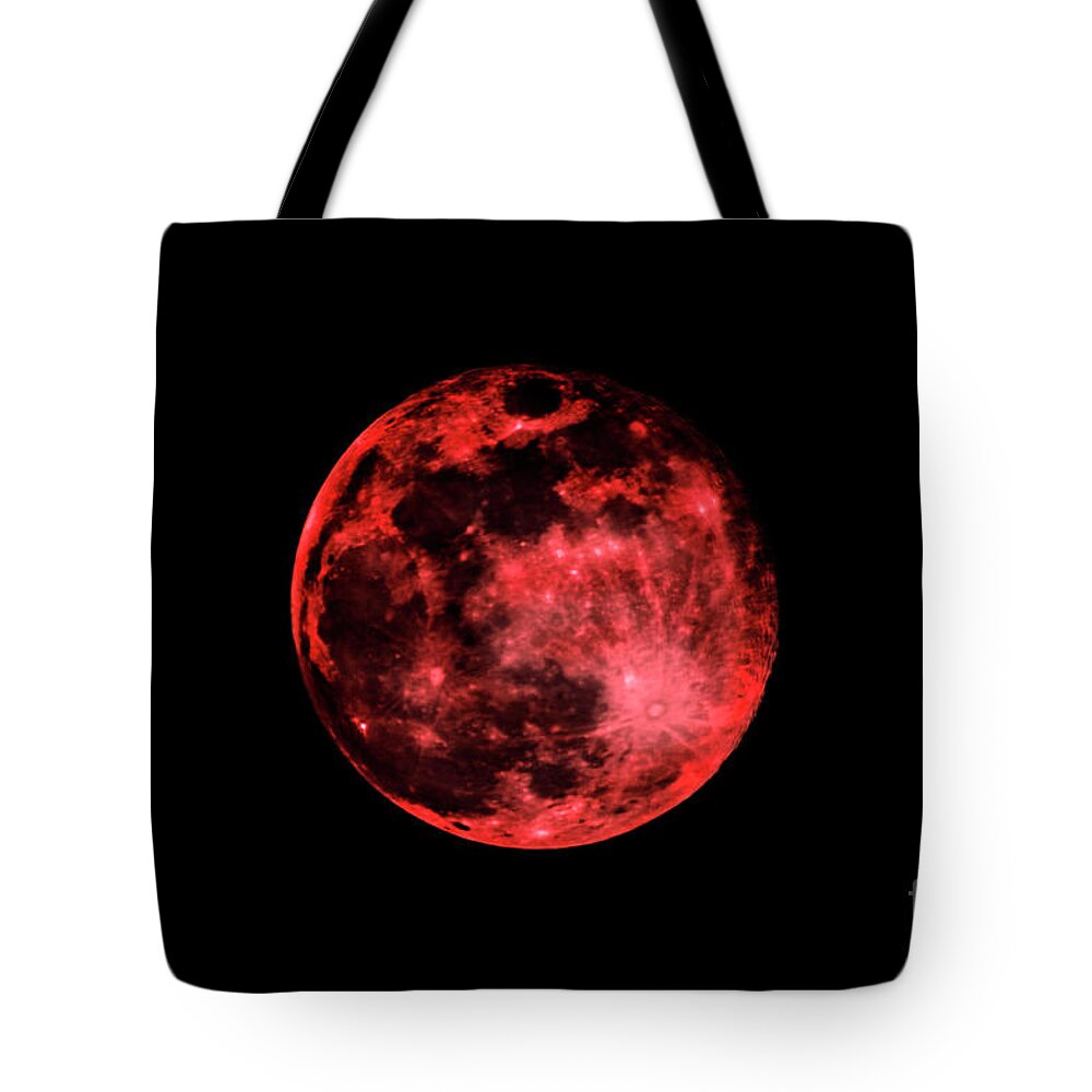 Moon Tote Bag featuring the photograph Blood Red Moonscape 3644B by Ricardos Creations