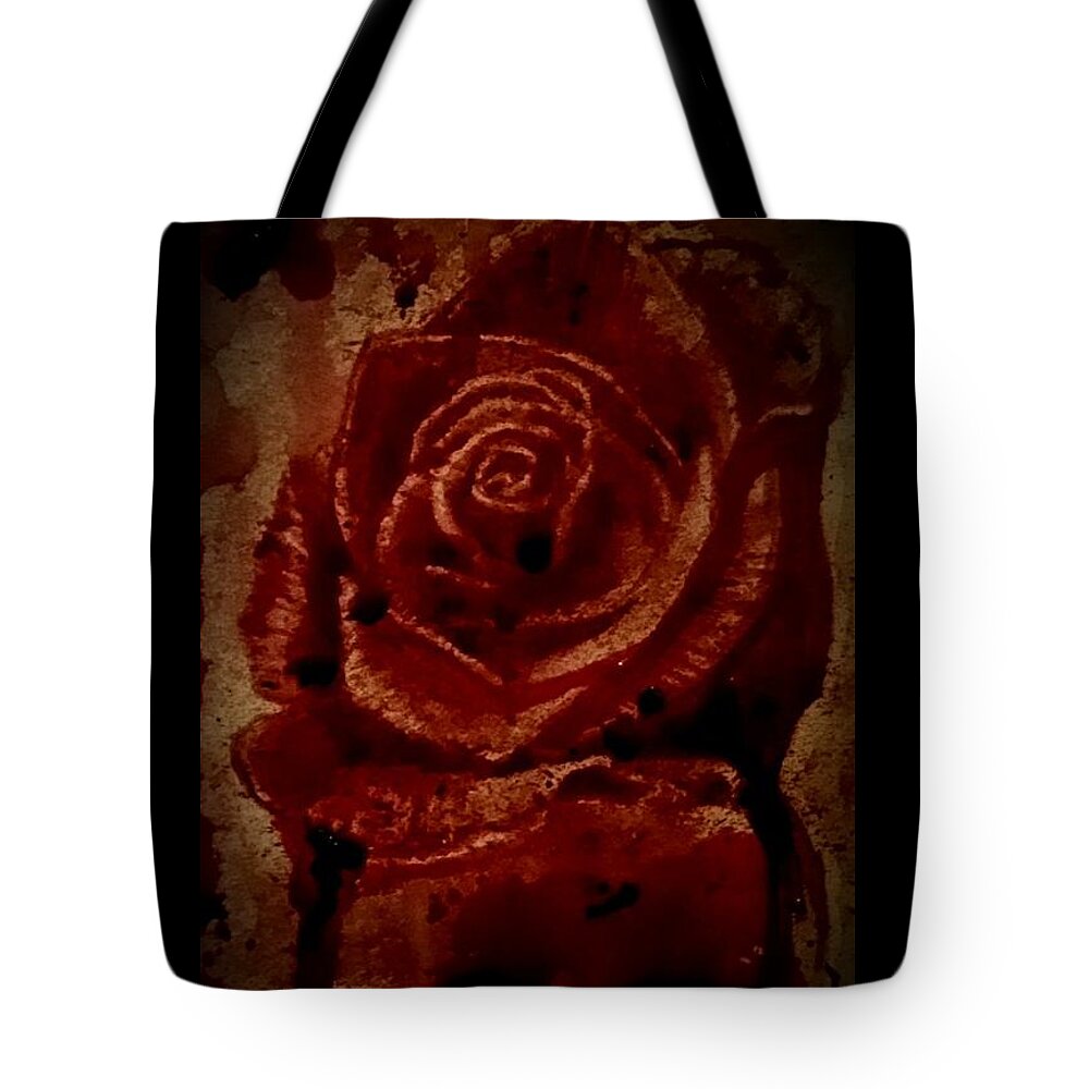 Rose Tote Bag featuring the painting Blood Rose number 2 by Ryan Almighty