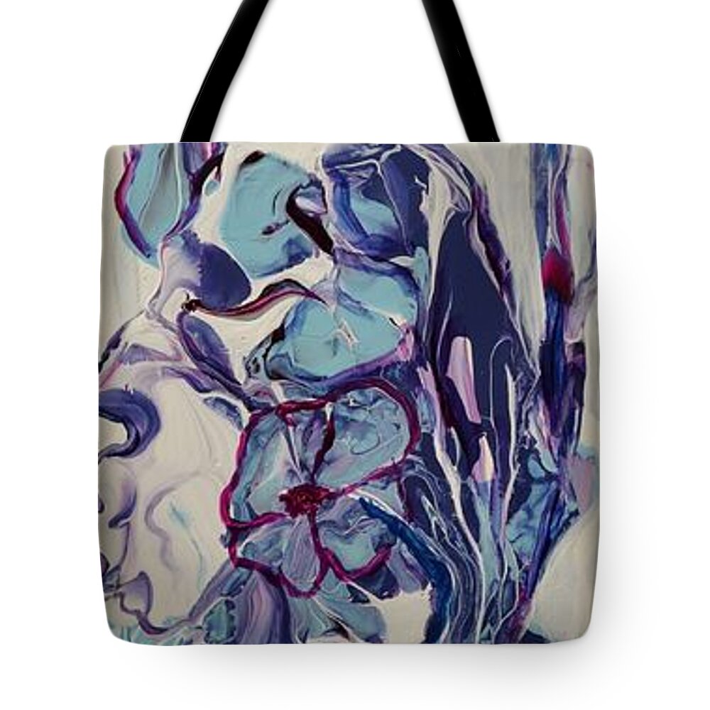 Floral Painting Tote Bag featuring the painting Blooming Blues by Deborah Nell