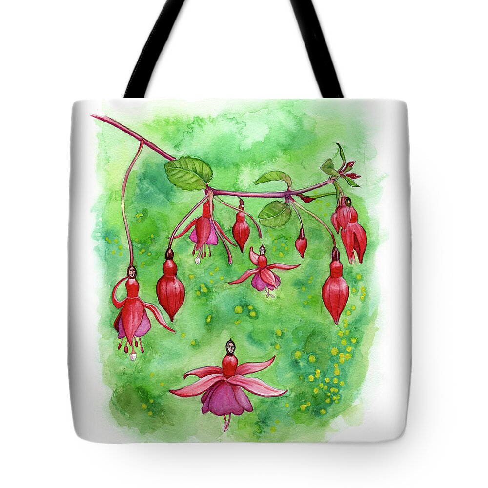 Tree Tote Bag featuring the painting Blossom Fairies by Norman Klein