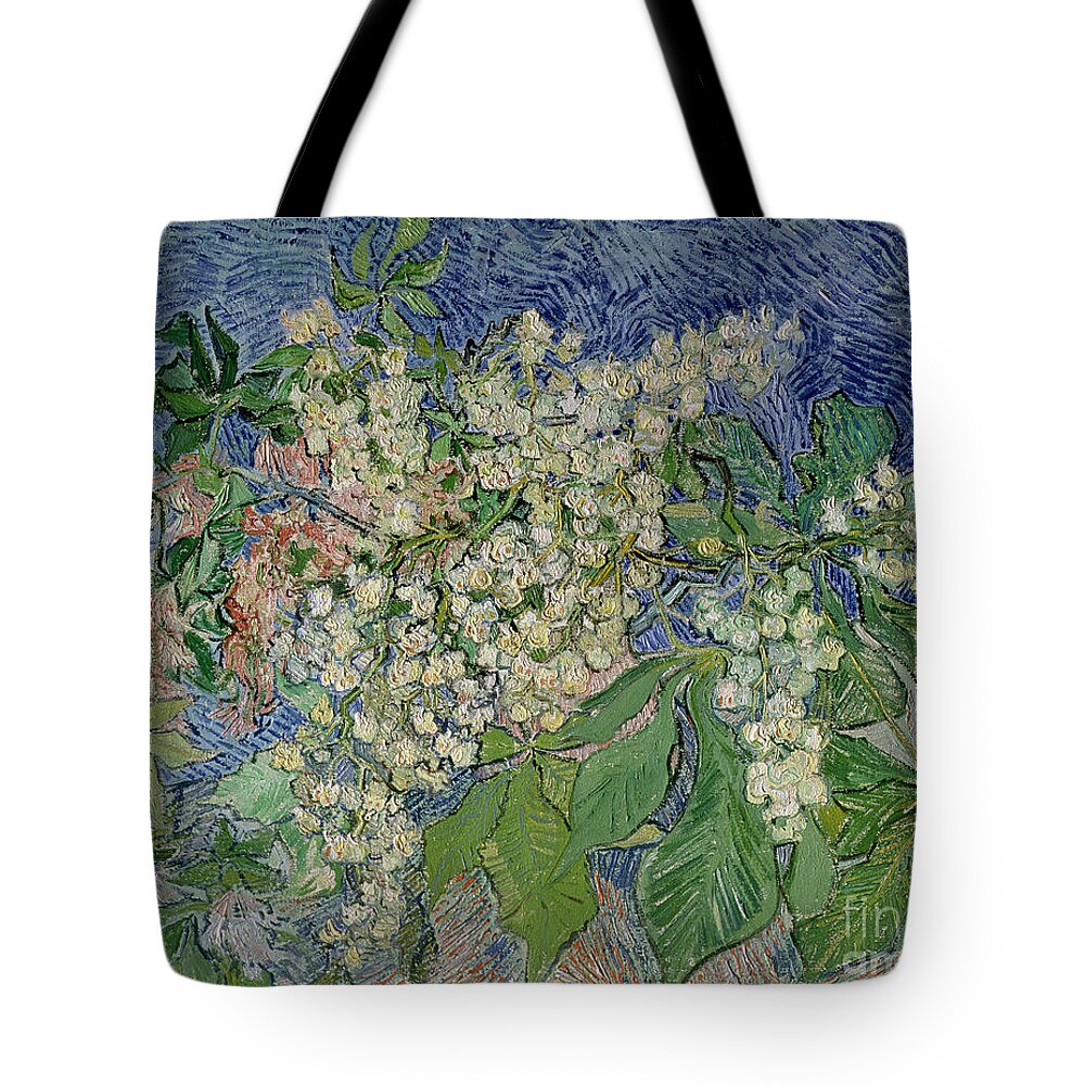 Blossoming Tote Bag featuring the painting Blossoming Chestnut Branches by Vincent Van Gogh