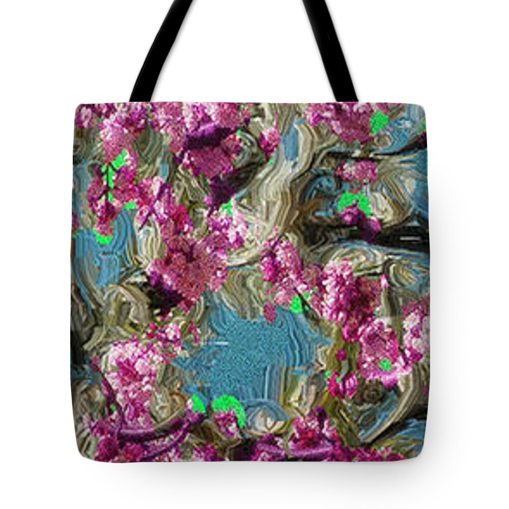 Cherry Blossoms Tote Bag featuring the digital art Blossoms and Branches by Dale Stillman