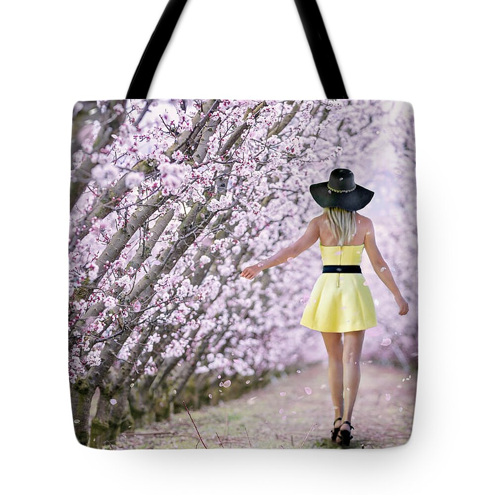 Kremsdorf Tote Bag featuring the photograph Blossoms Falling Like Snow by Evelina Kremsdorf
