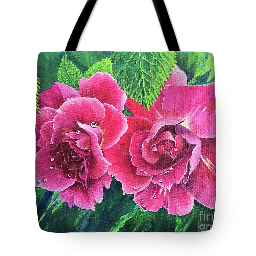 Blossom Buddies Tote Bag featuring the painting Blossom Buddies by Nancy Cupp