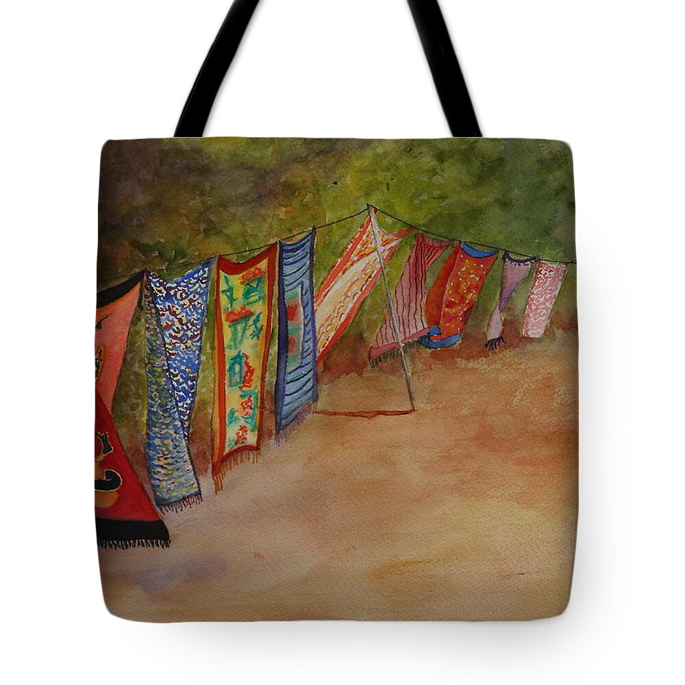 Sari Tote Bag featuring the painting Blowin' in the Wind by Ruth Kamenev