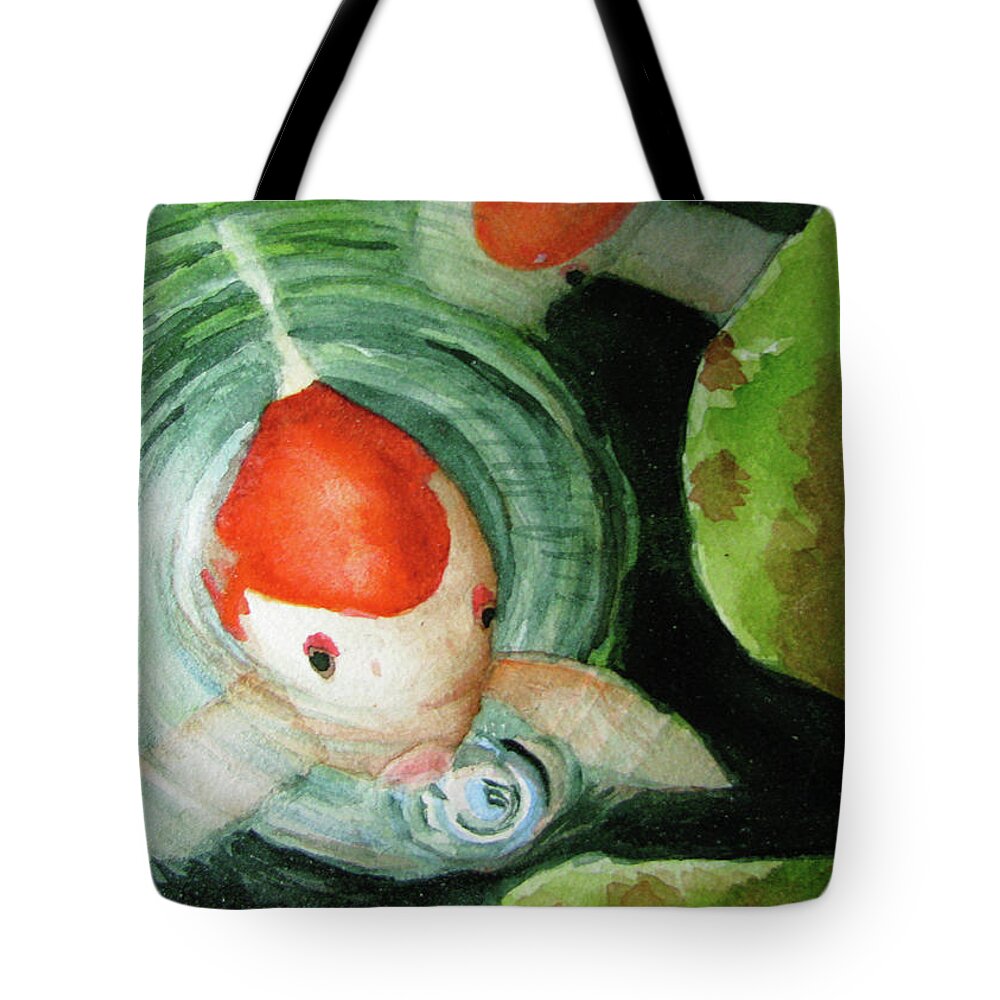 Koi Tote Bag featuring the painting Blowing Bubbles by April Burton