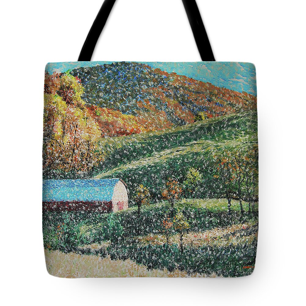 Blowing Rock Tote Bag featuring the painting Blowing Rock impressionist by Tommy Midyette