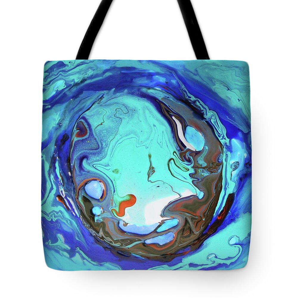Blue Tote Bag featuring the painting Blu Lagoon by Madeleine Arnett