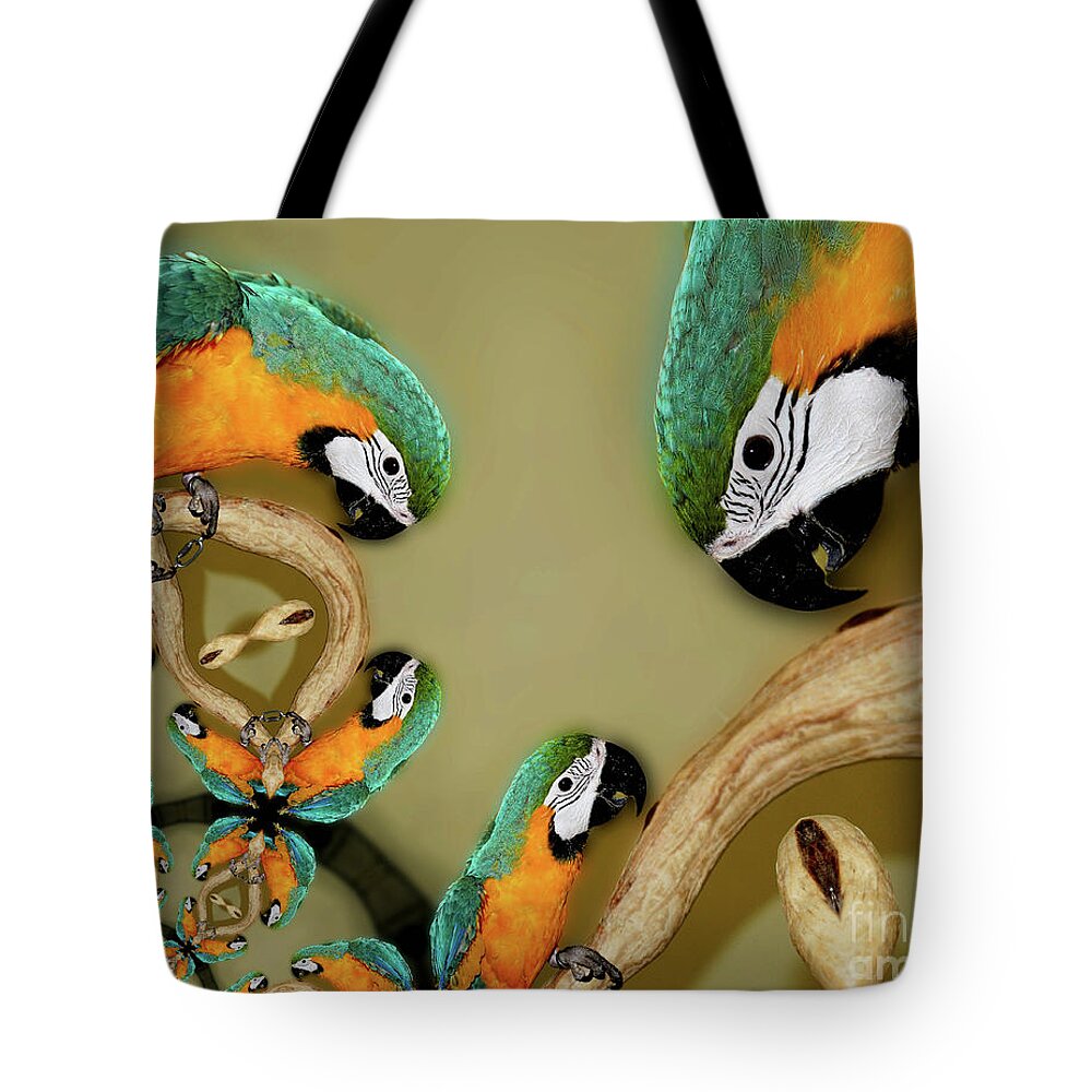 Macaw Tote Bag featuring the photograph Blue And Gold Macaw Parrot Abstract by Smilin Eyes Treasures