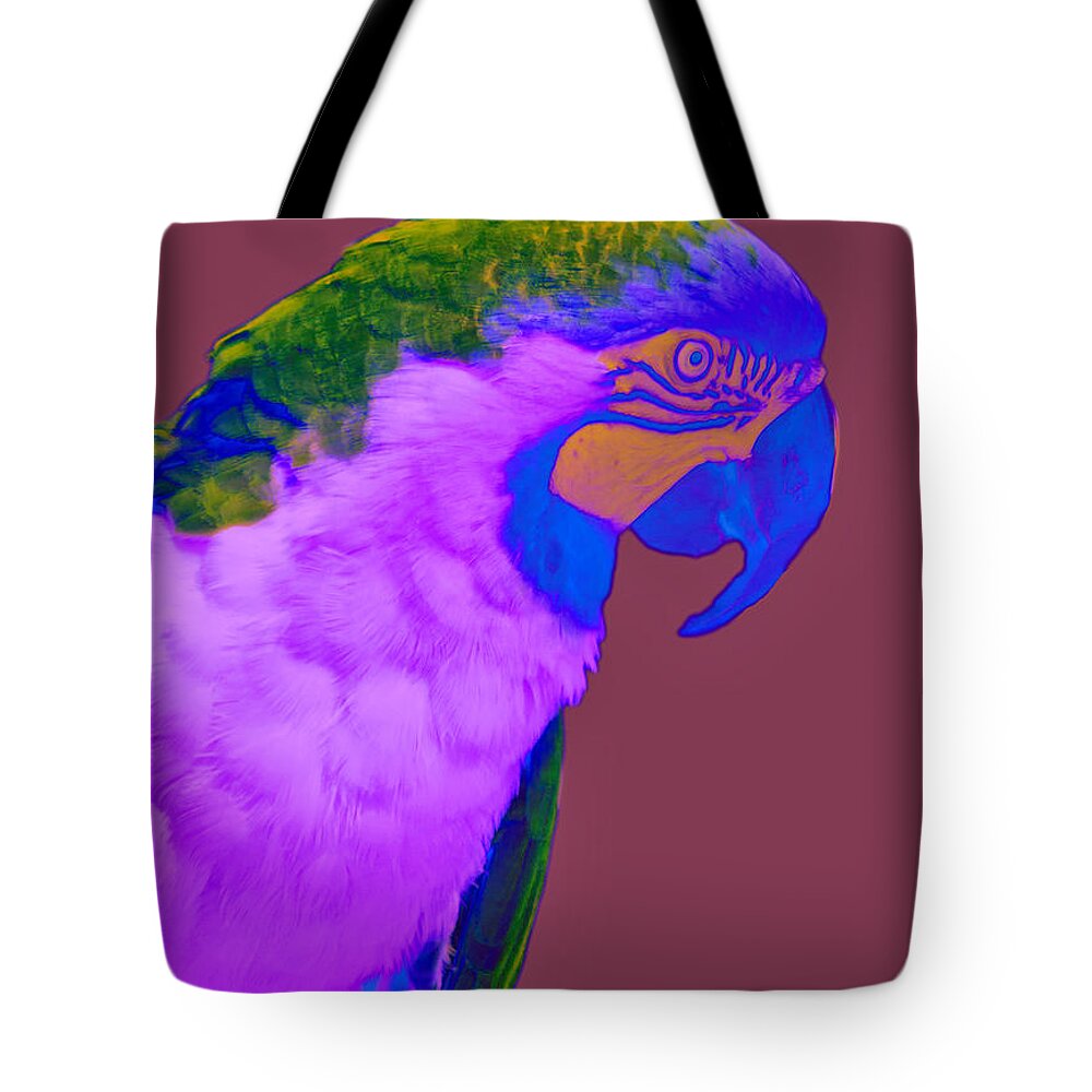 Bird Tote Bag featuring the photograph Blue and Gold Macaw Sabattier by Bill Barber