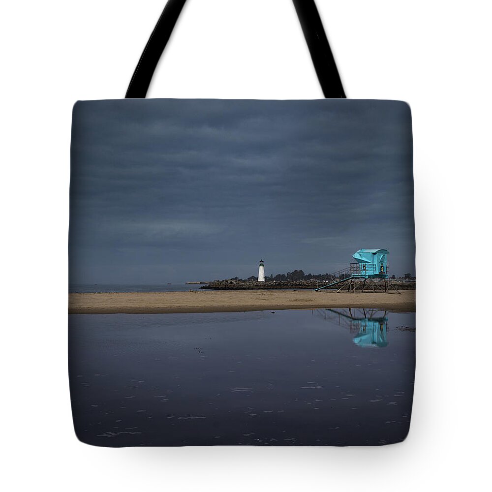 Seascape Tote Bag featuring the photograph Blue and Grey by Lora Lee Chapman