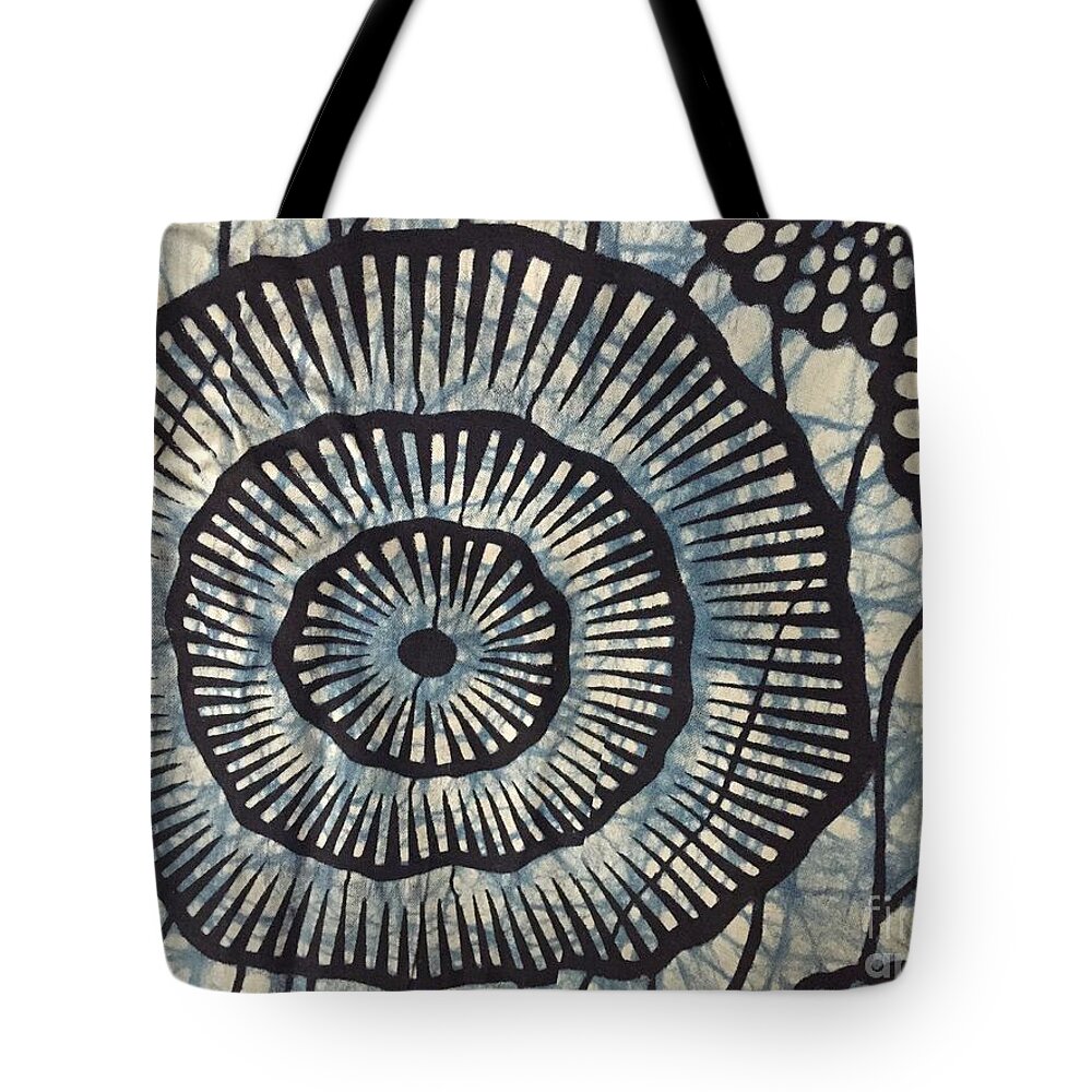 African Cloth Tote Bag featuring the photograph Blue and White by Nona Kumah