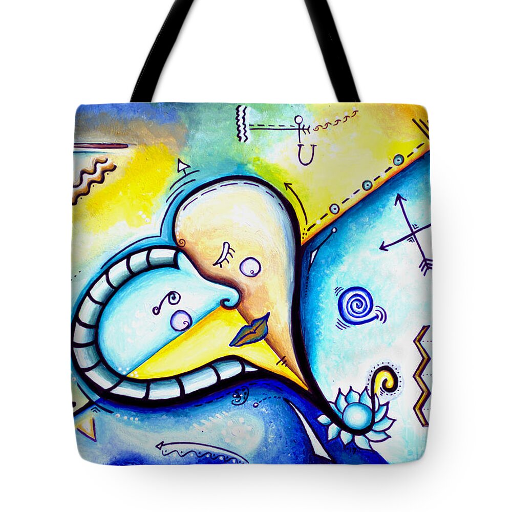 Blue Attitude Tote Bag featuring the painting Blue Attitude by Shelly Tschupp