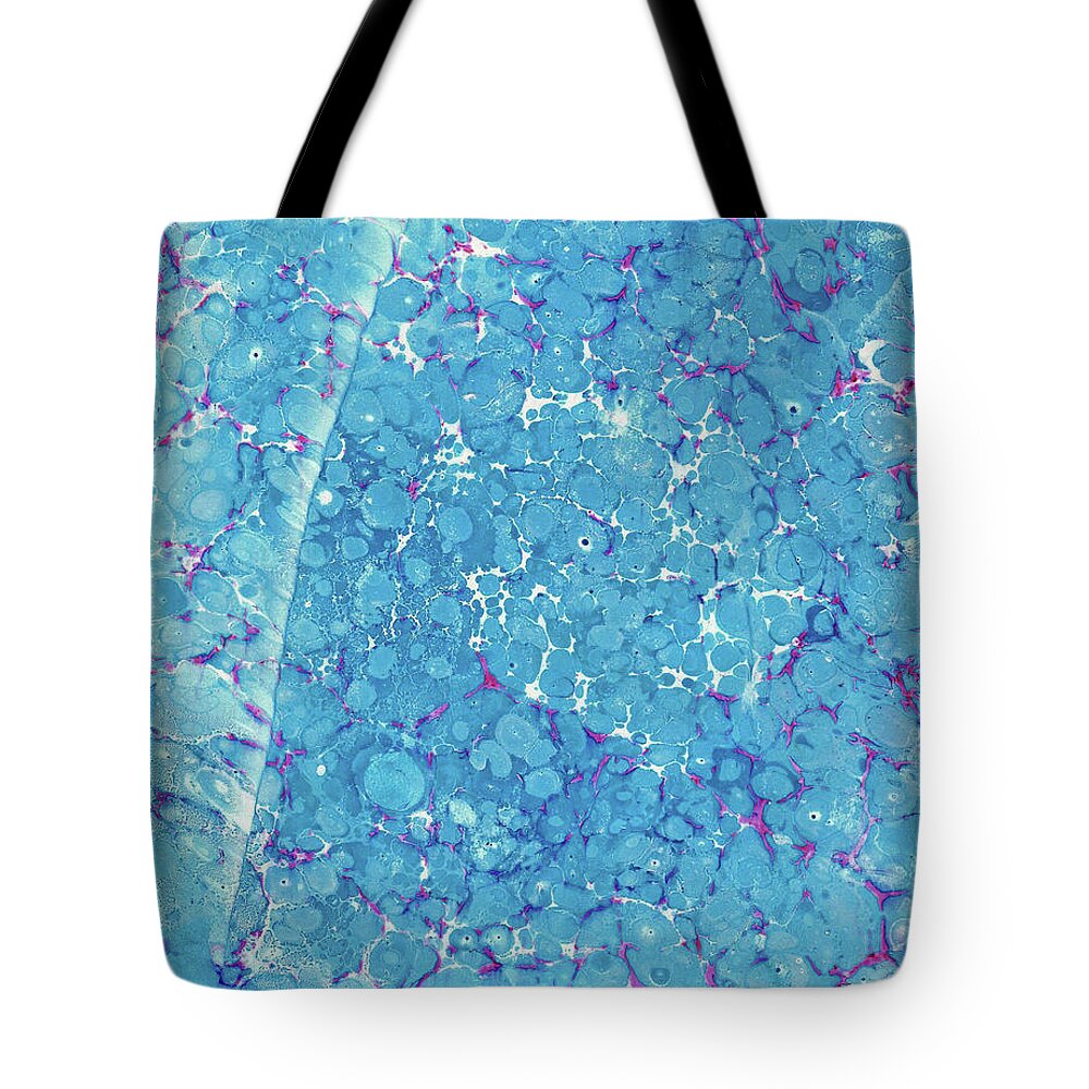 Water Marbling Tote Bag featuring the painting Blue Battal #7 by Daniela Easter