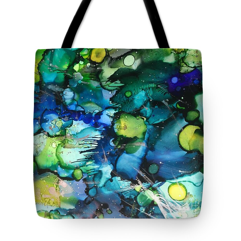 Abstract Painting Tote Bag featuring the painting Blue Bay by Nancy Koehler