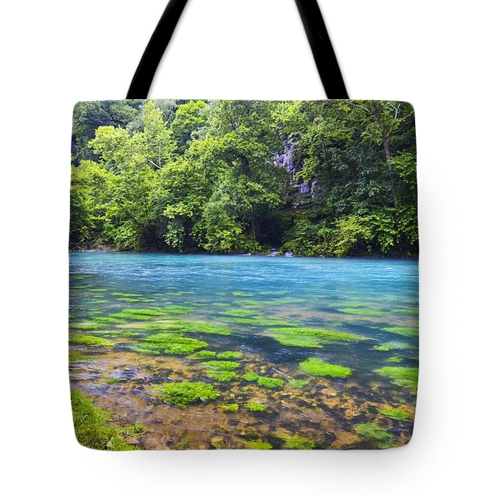 Big Spring Vanburen Mo Tote Bag featuring the photograph Blue Beauty Big Springs by Peggy Franz
