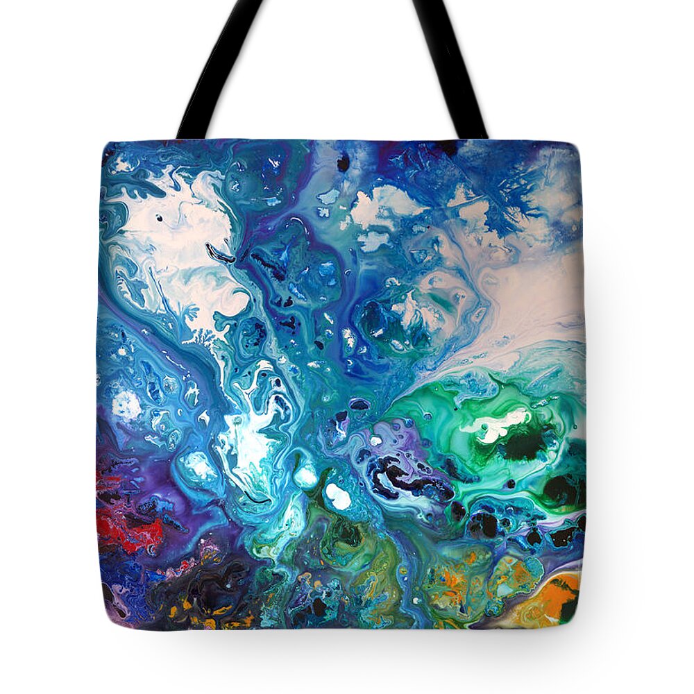 Original Tote Bag featuring the painting Blue Billows by Sally Trace