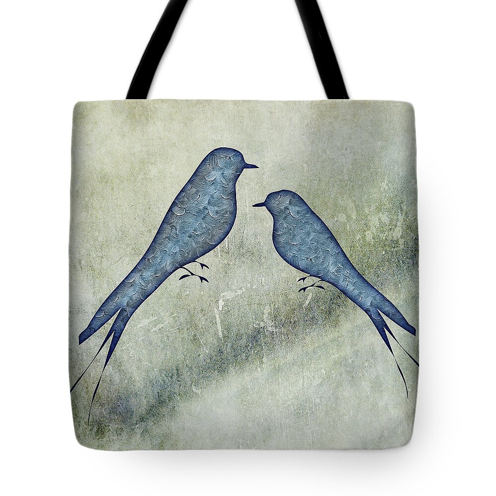 Blue Birds Tote Bag featuring the painting Blue Birds 5 by Movie Poster Prints