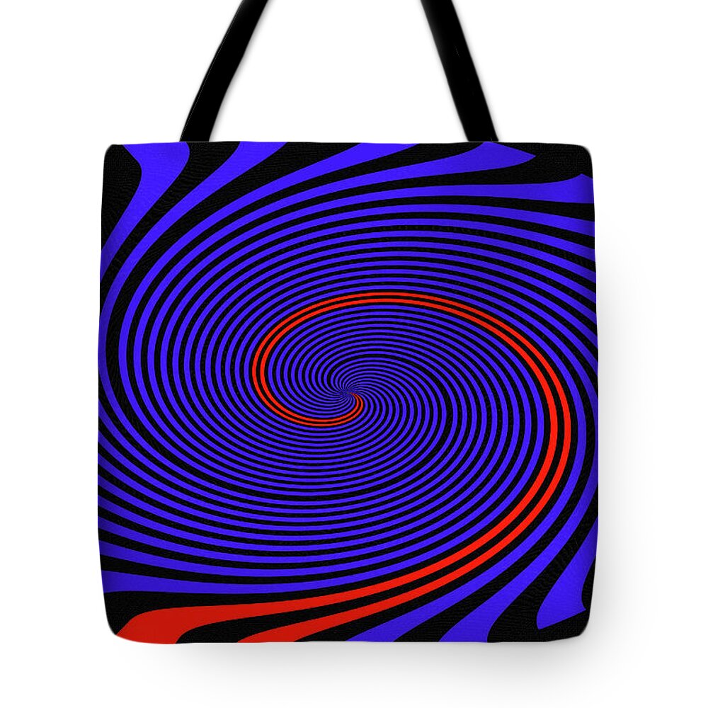 Blue Black And Red Twirl Abstract Tote Bag featuring the digital art Blue Black And Red Twirl Abstract by Tom Janca